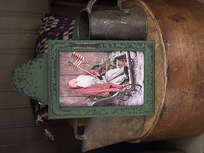 Arnett Santa in Sleigh Colonial Wood Frame 5